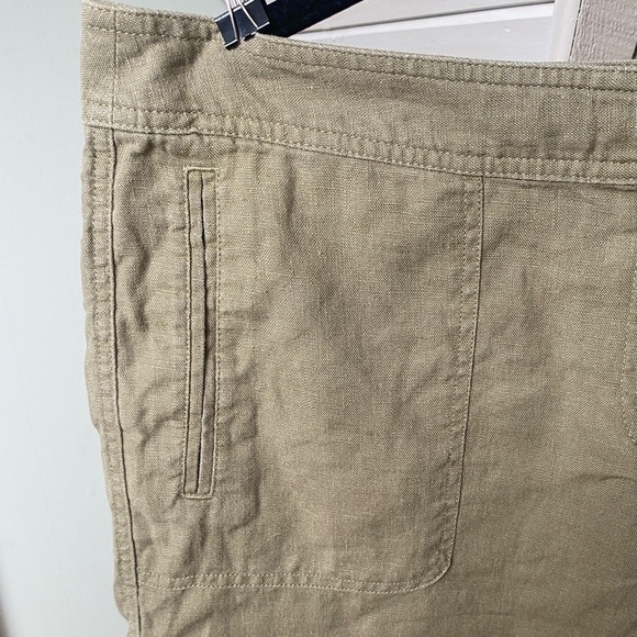 J. Jill 100% Linen Shorts Size 14 Tan Ecru Roll Hem Flat Front - Picture 5 of 12